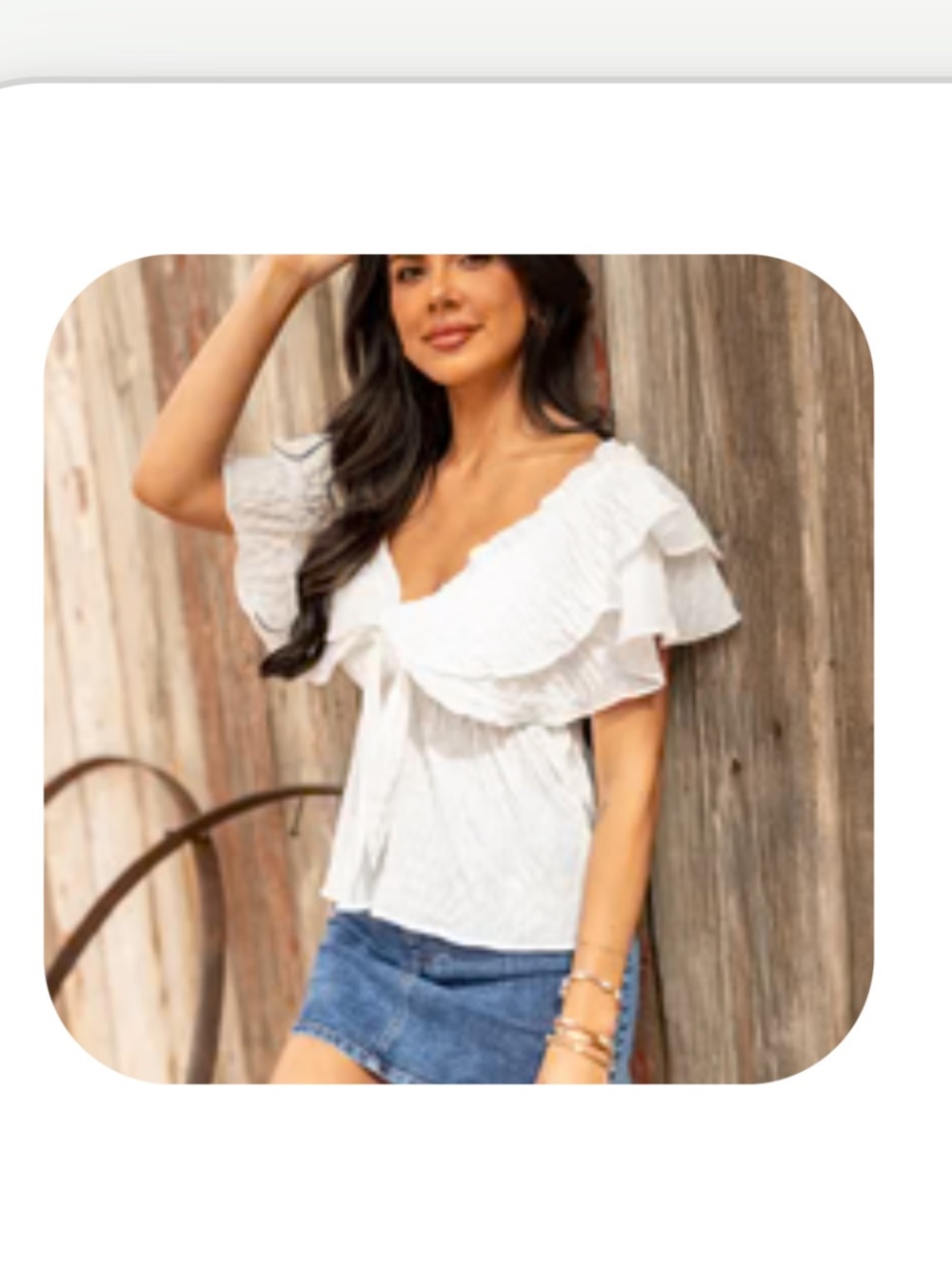 White Ruffle Tie-Front Top